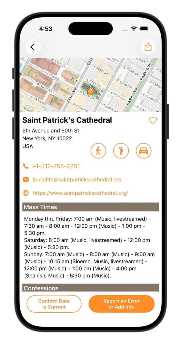 Complete Church Information - Catholic Mass Times App - Catholic Mass Times