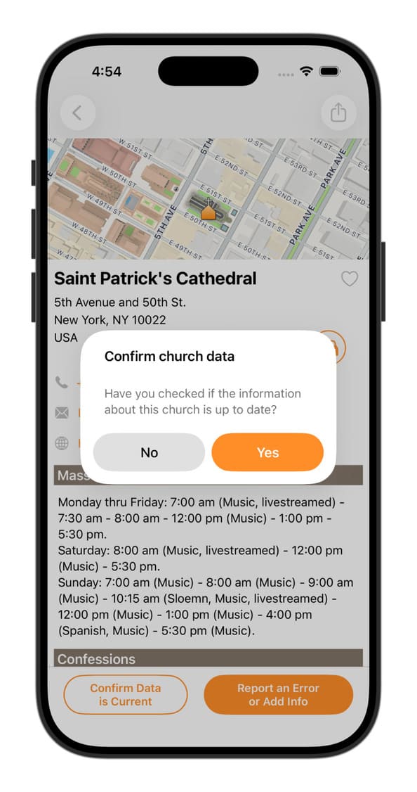 Confirm - Catholic Mass Times App - Catholic Mass Times