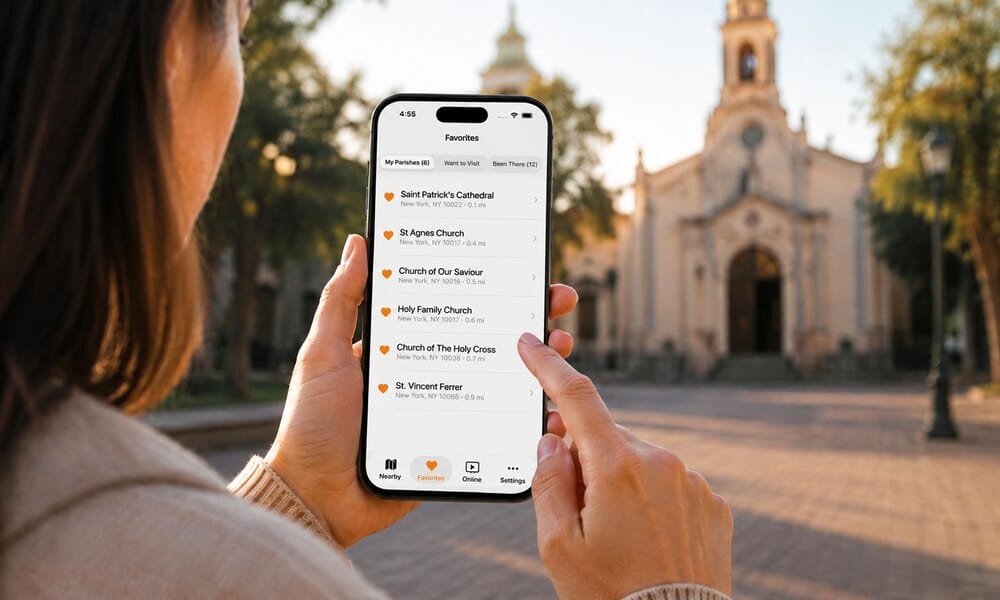 Can I Save My Favorite Catholic Churches in the Catholic Mass Times App?