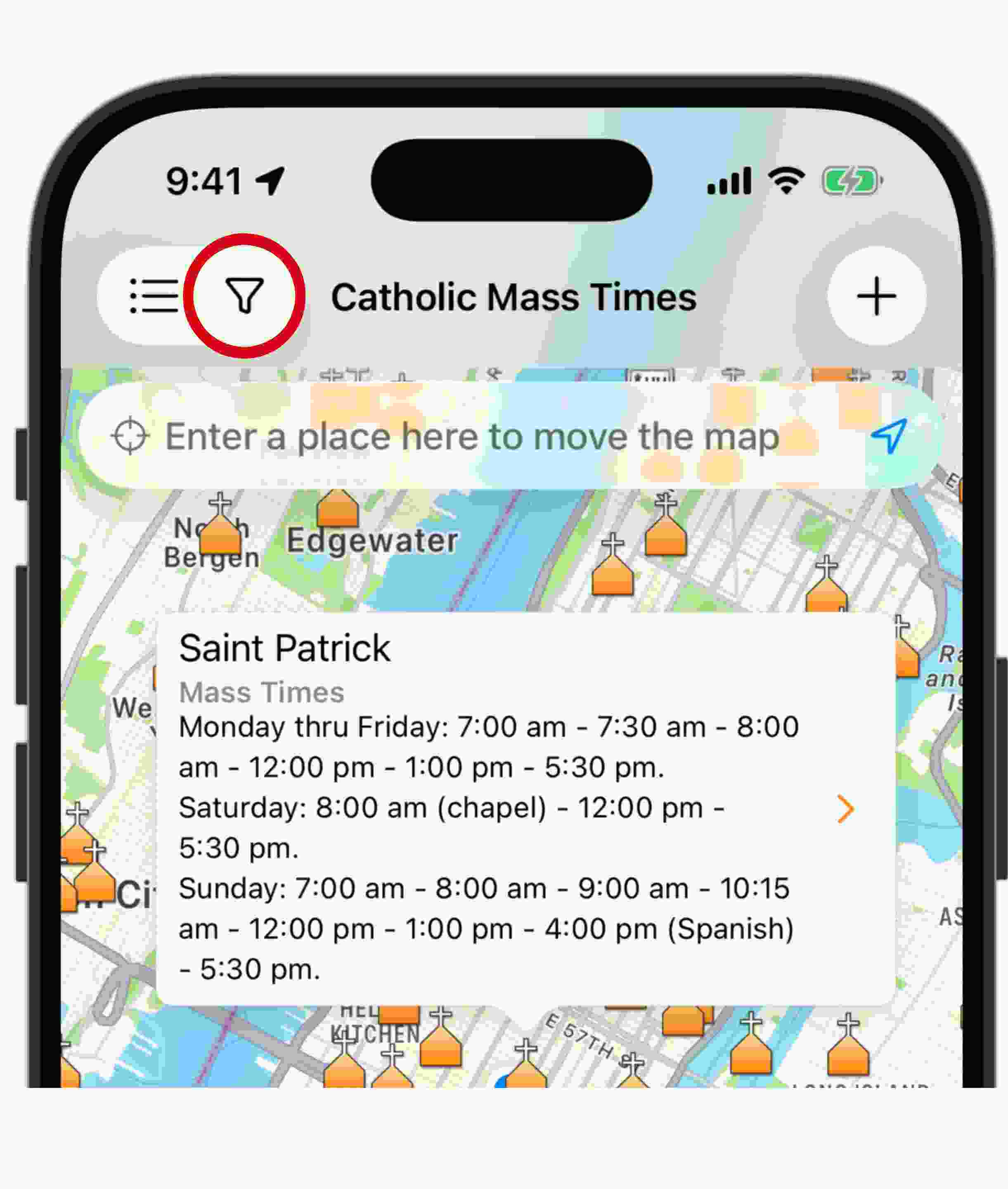 Filters Icon - Catholic Mass Times App - Catholic Mass Times