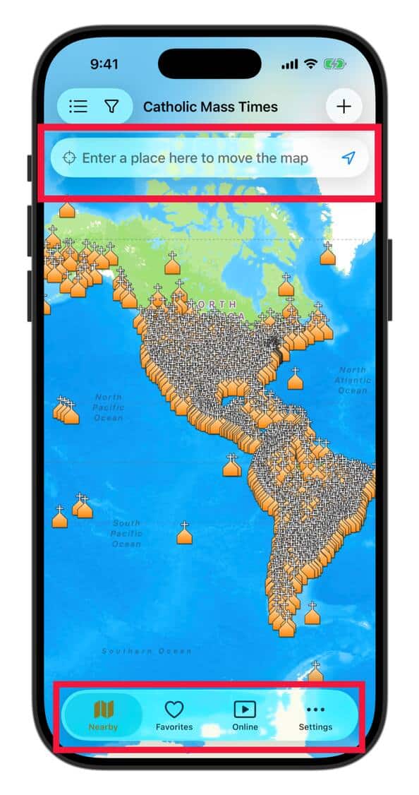 Home Screen - Catholic Mass Times App - Catholic Mass Times