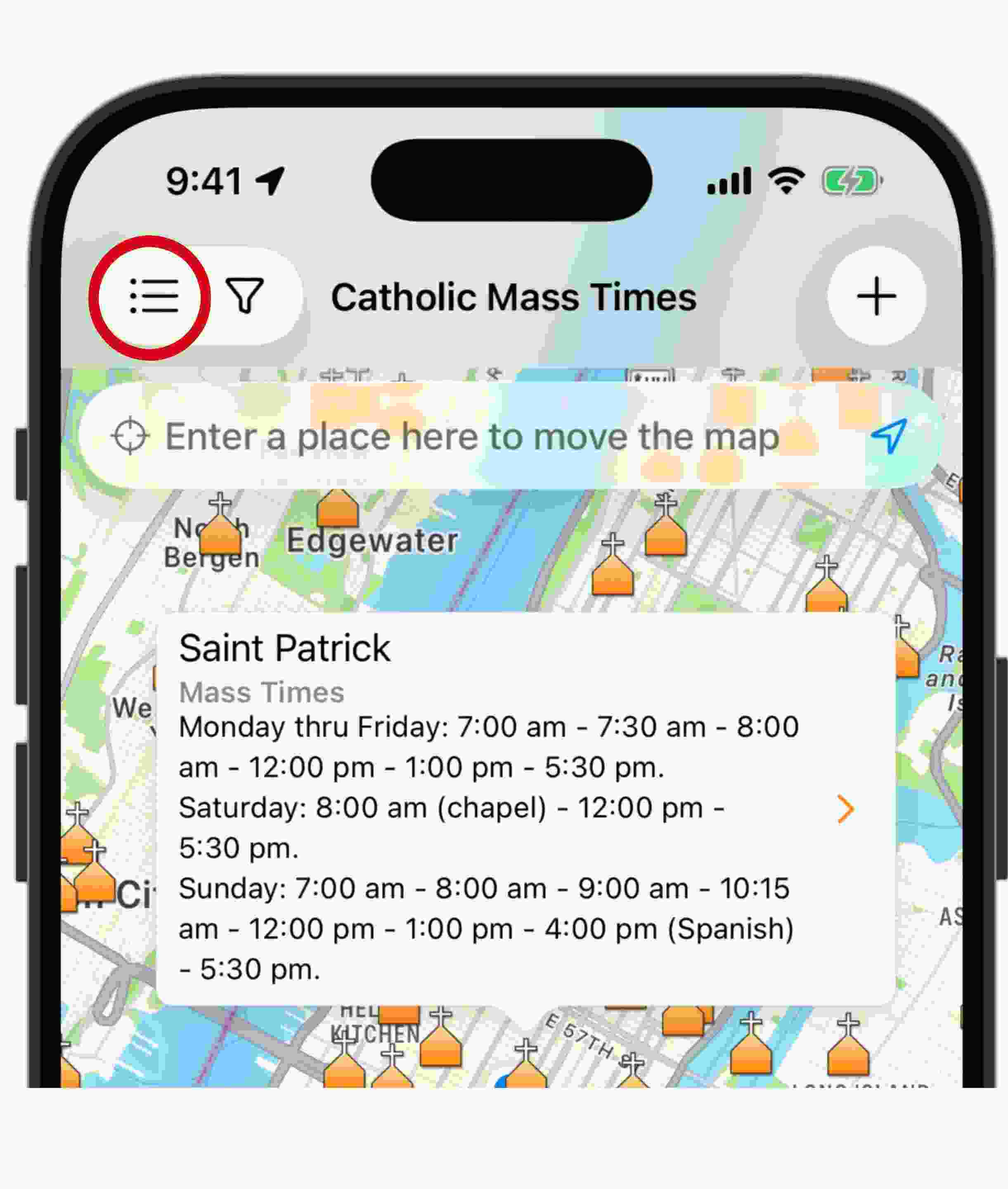 List Icon - Catholic Mass Times App - Catholic Mass Times