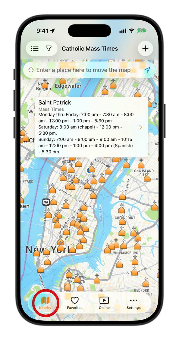 Nearby Icon - Catholic Mass Times App - Catholic Mass Times