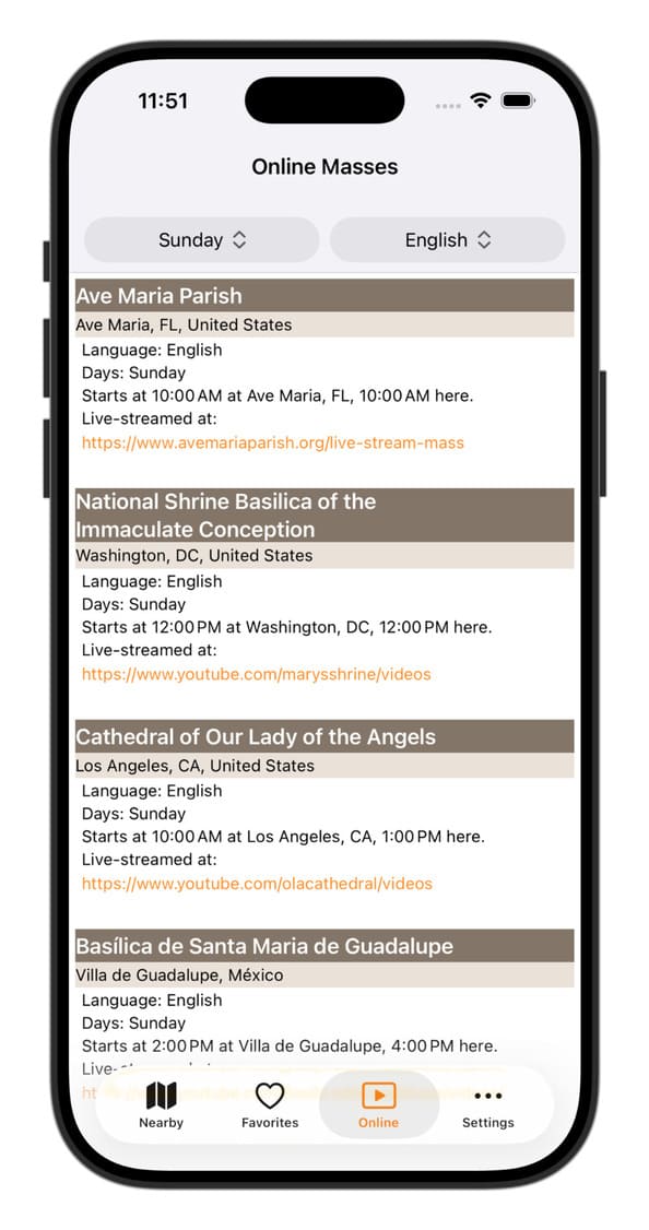 Online Masses- Catholic Mass Times App - Catholic Mass Times