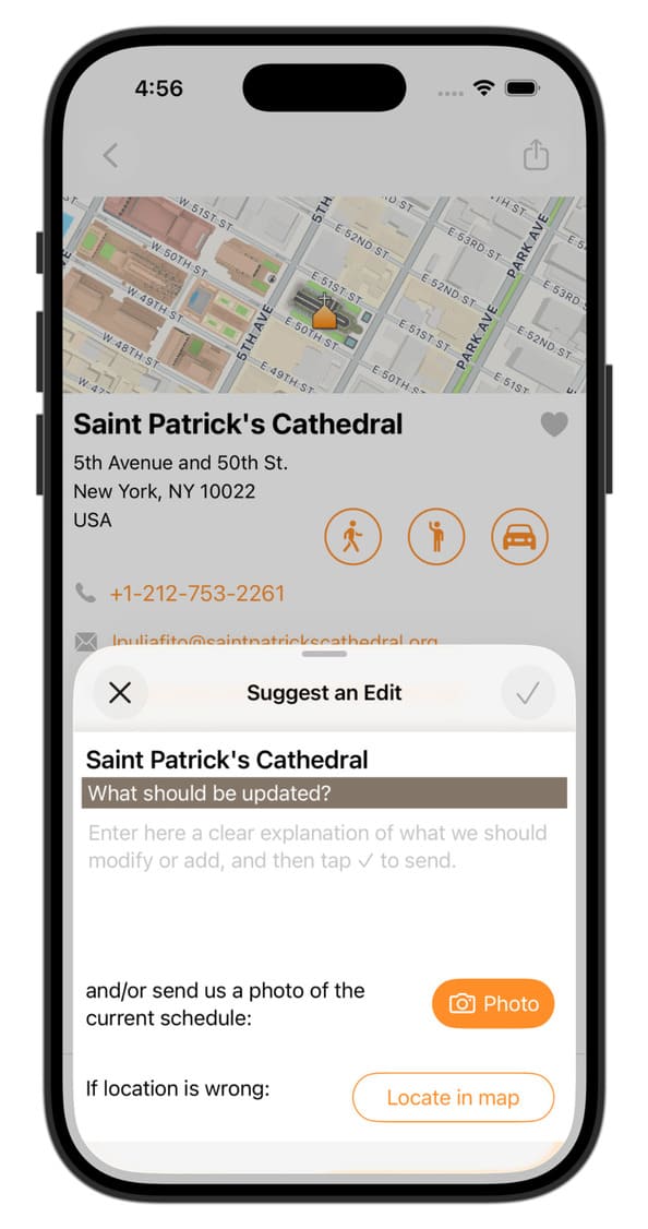 Report error - Catholic Mass Times App - Catholic Mass Times