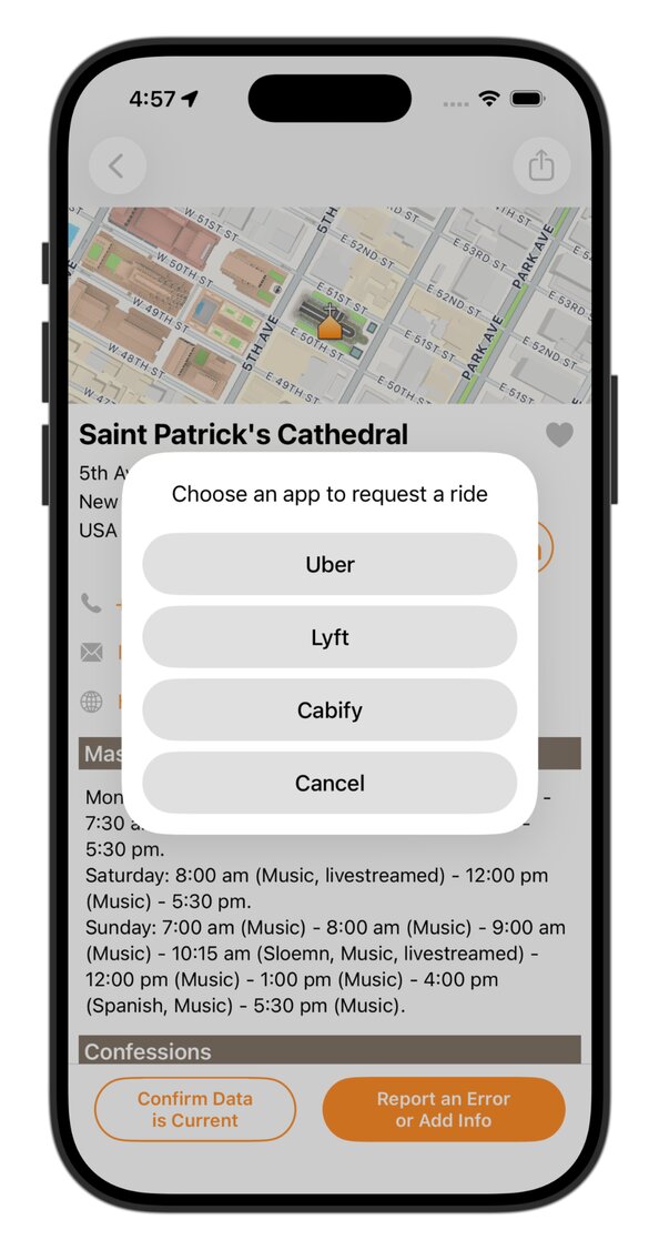 Request a ride - Get to Mass - Catholic Mass Times