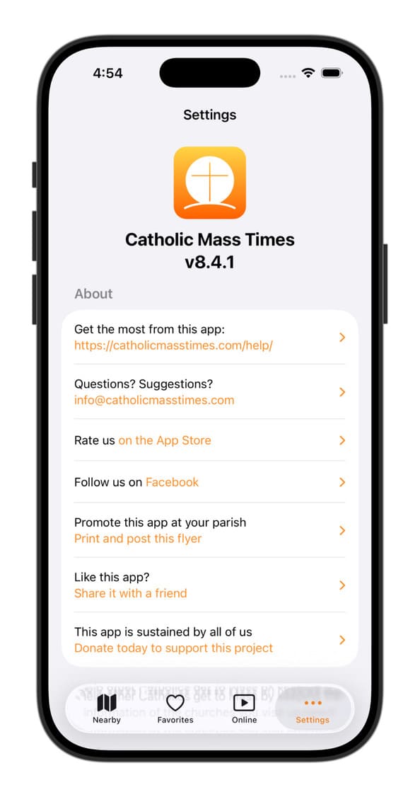 Settings 1 - Catholic Mass Times App - Catholic Mass Times