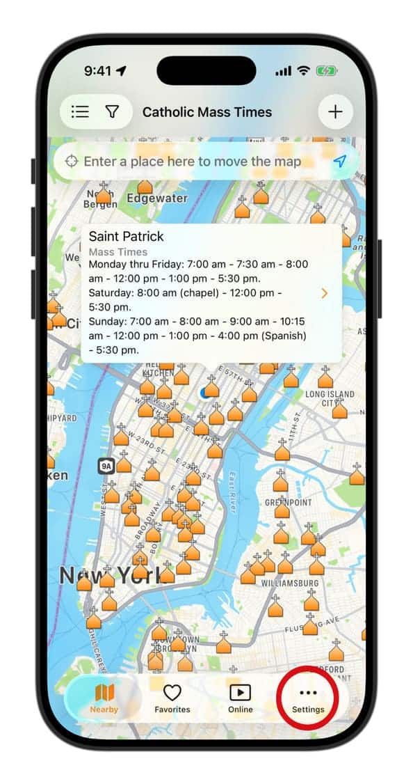 Settings Icon - Catholic Mass Times App - Catholic Mass Times